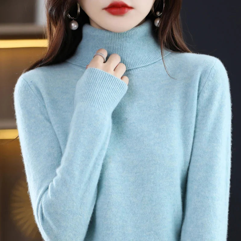 High-Collared Cashmere Sweater Wool Knit Women's Turtle Neck Pullover High-Quality Sweater Women's Winter Warm Jumper S-XXL