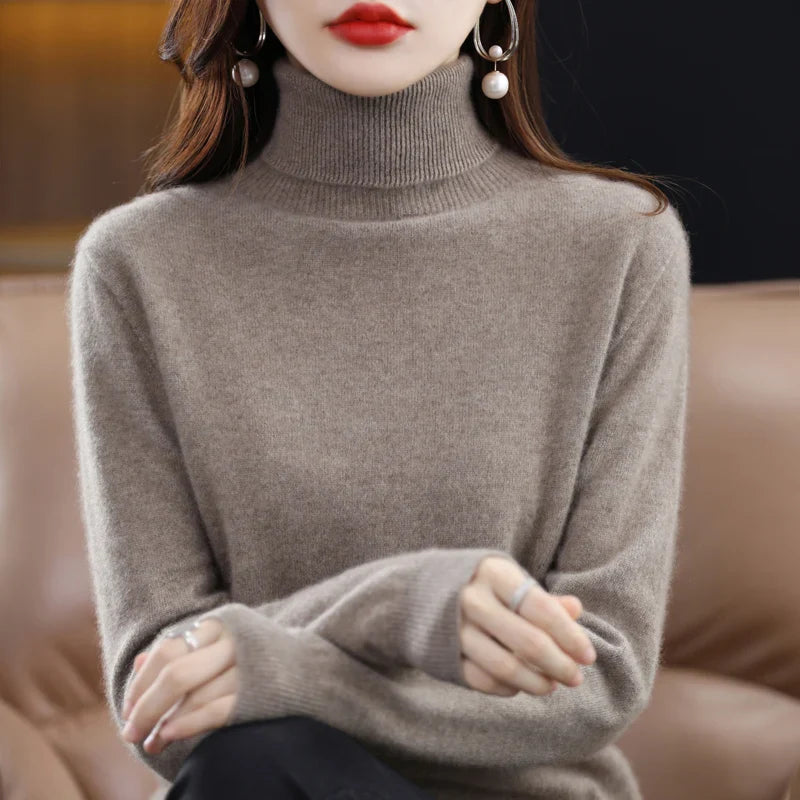 High-Collared Cashmere Sweater Wool Knit Women's Turtle Neck Pullover High-Quality Sweater Women's Winter Warm Jumper S-XXL