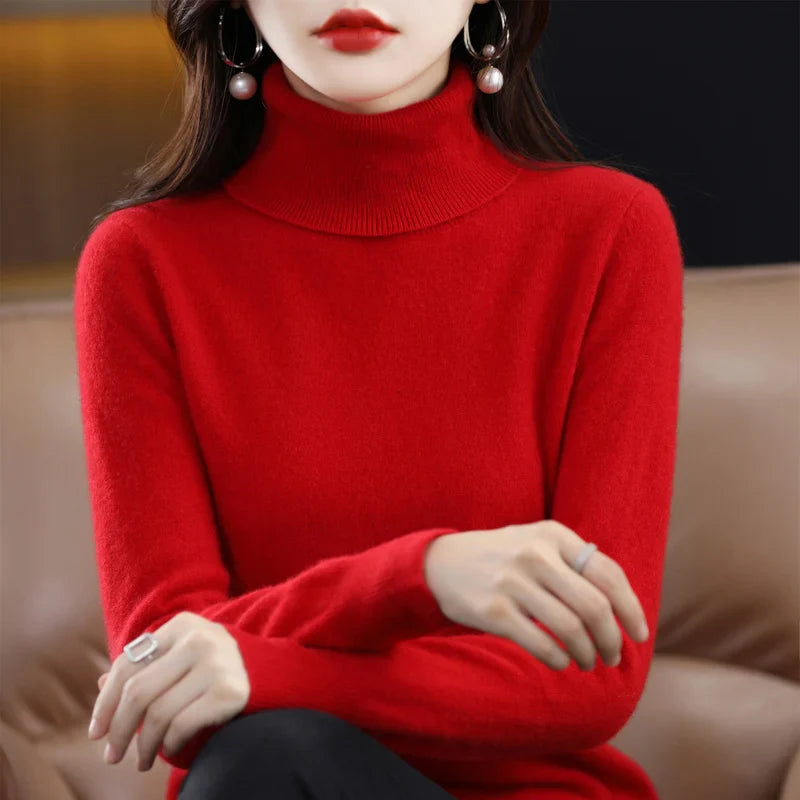 High-Collared Cashmere Sweater Wool Knit Women's Turtle Neck Pullover High-Quality Sweater Women's Winter Warm Jumper S-XXL