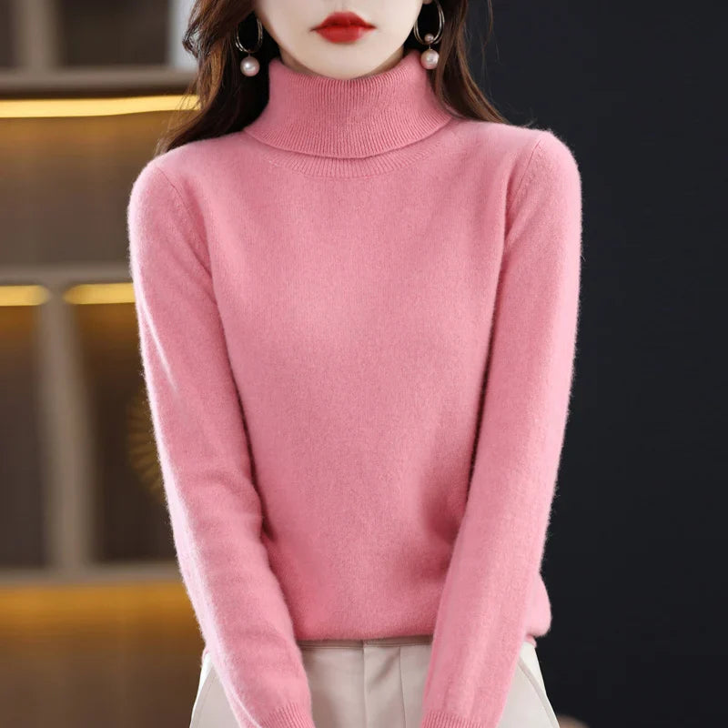 High-Collared Cashmere Sweater Wool Knit Women's Turtle Neck Pullover High-Quality Sweater Women's Winter Warm Jumper S-XXL