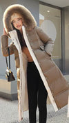 2023 New Women Winter Jacket Long Coat Fur Collar Hooded Down Parka Overcoat Warm Long Thick Cotton Wadded Jacket Outwear