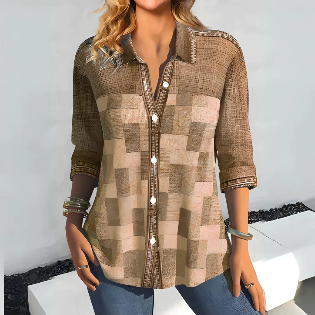 AMELY | CASUAL CHECKERED BLOUSE