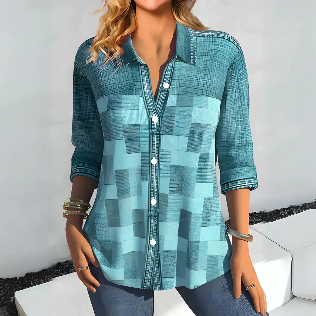 AMELY | CASUAL CHECKERED BLOUSE