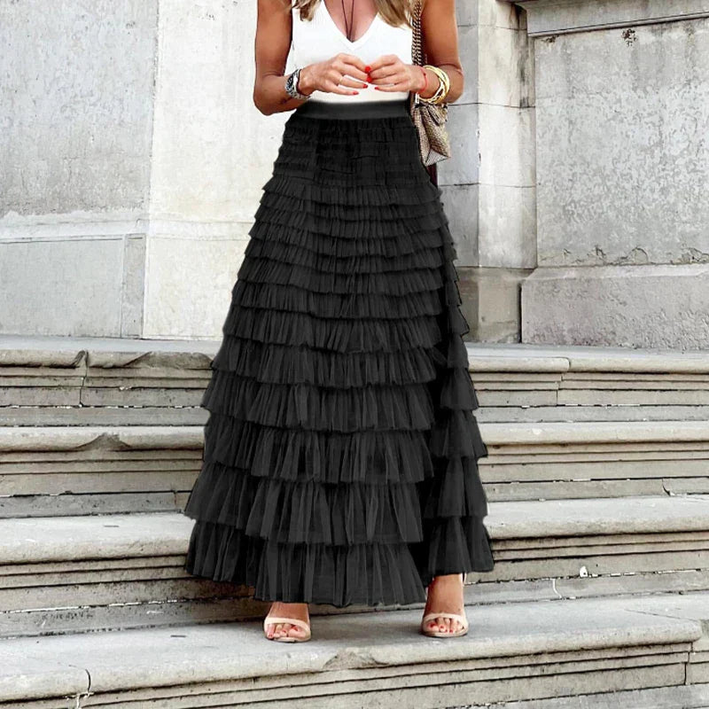 ASTRID | ELEGANT RUFFLE MAXI SKIRT