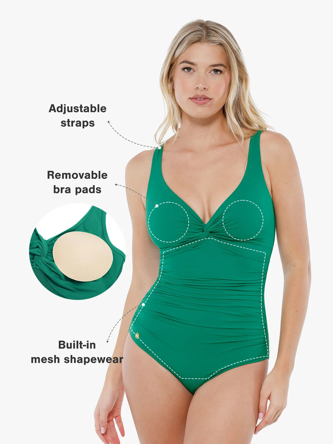 Shapewear Ruched Convertible One-Piece Swimsuit