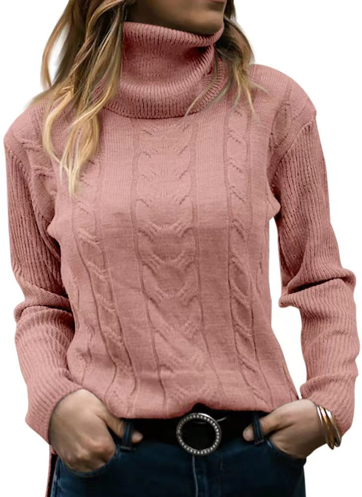 Solid Color Turtleneck Sweater Retro Long Sleeve Sweater