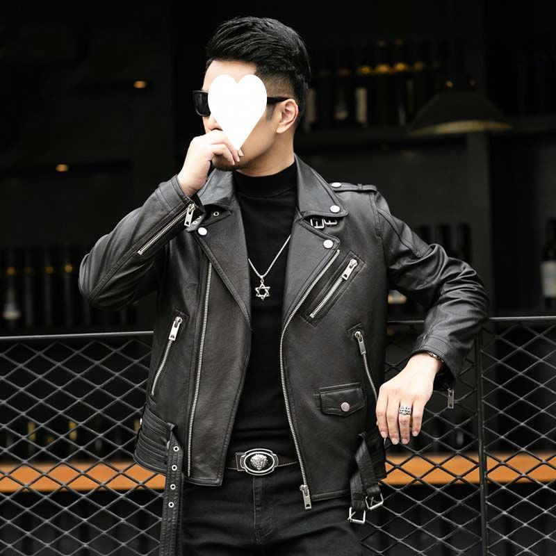 Men's Sheepskin Leather Jacket Lapel