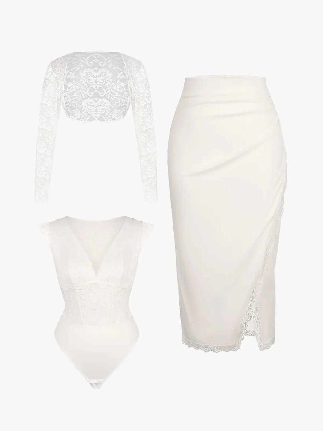 Shapewear Sculpting Lace Bodysuit or Midi Skirt or Shrug