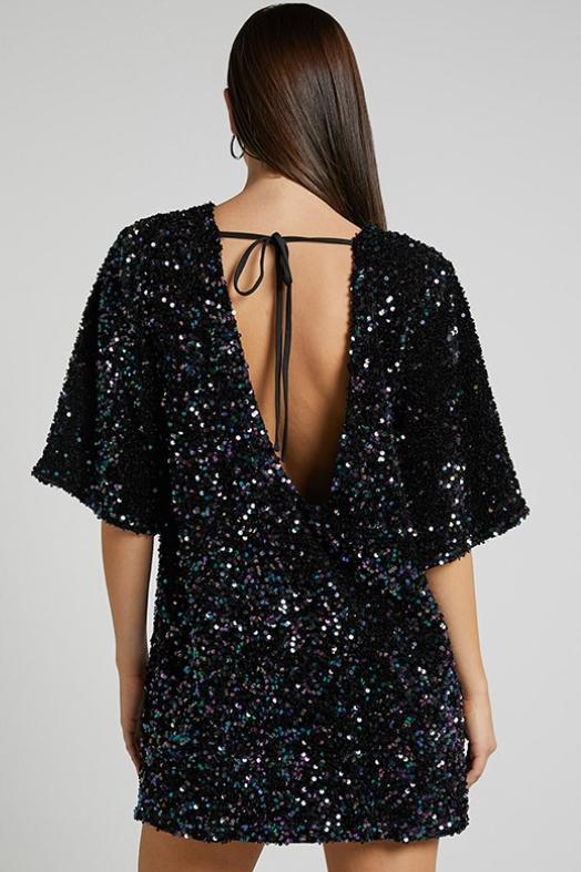 Alma Sequins Backless Mini Dress