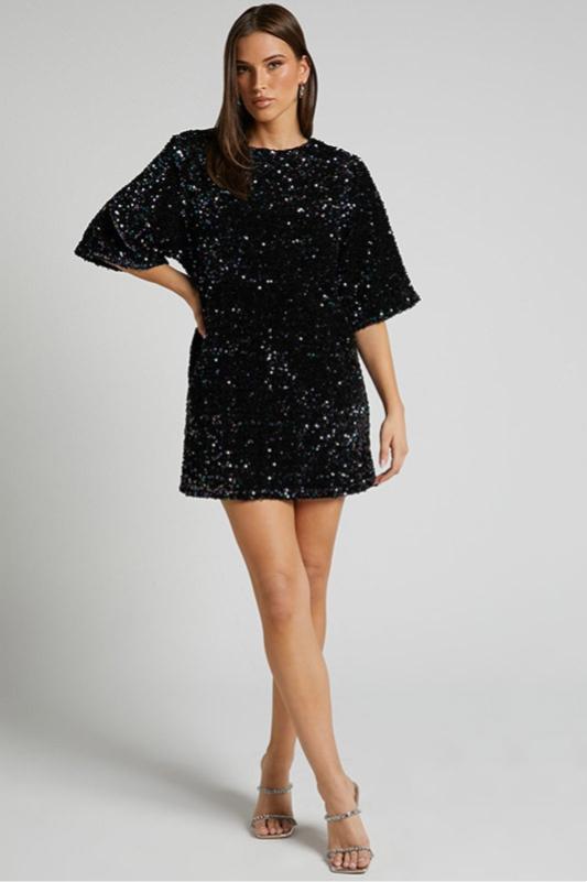 Alma Sequins Backless Mini Dress