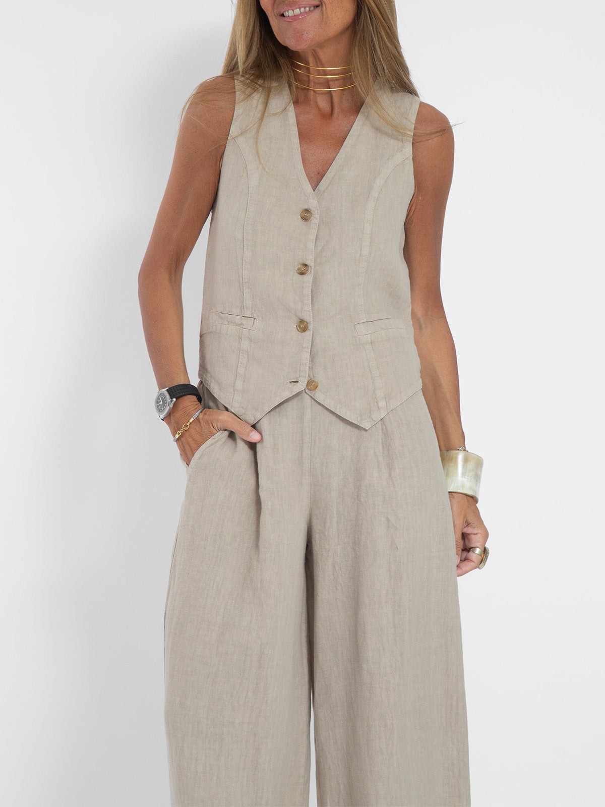 The Cotton Comfort Vest & Pants Leisure Suit