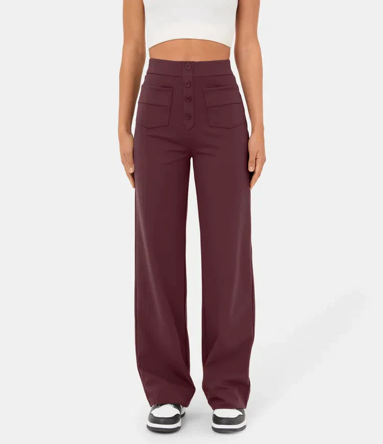 Aubrey™ | Elastic trousers with high waist