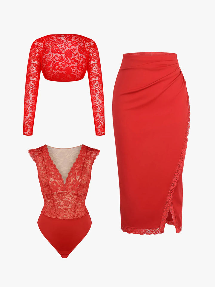 Shapewear Sculpting Lace Bodysuit or Midi Skirt or Shrug