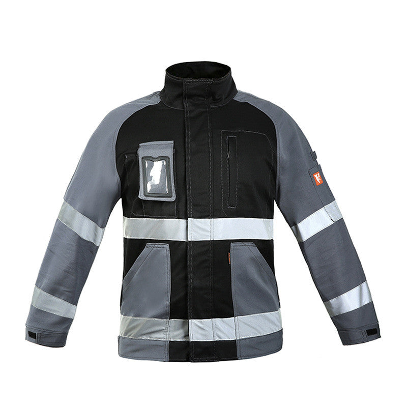 Spring And Autumn Jacket Black Grey Splicing Tooling Reflective