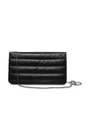 Doorgestikte leren clutch tas - Black