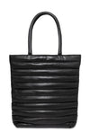 Doorgestikte leren tas - Black