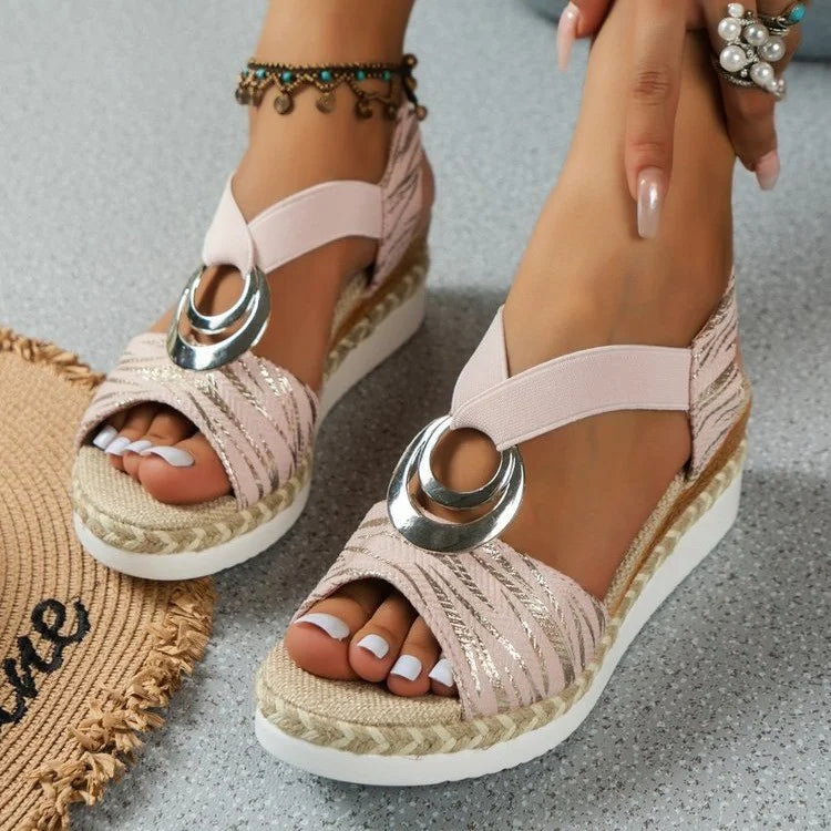 Leather Platform Wedge Orthopedic Sandals