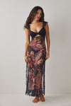 Elma Floral Printed Cut-out Mesh Maxi Slip Dress