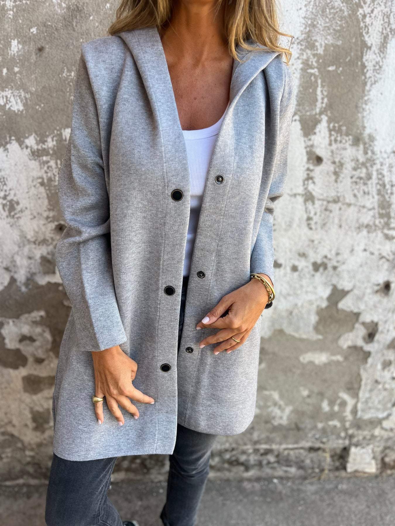 LILLIAN - CASUAL SINGLE-BREASTED BLAZER WITH HOOD