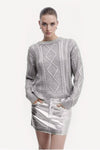 Genevieve Metallic Foiled Cable-knit Sweater