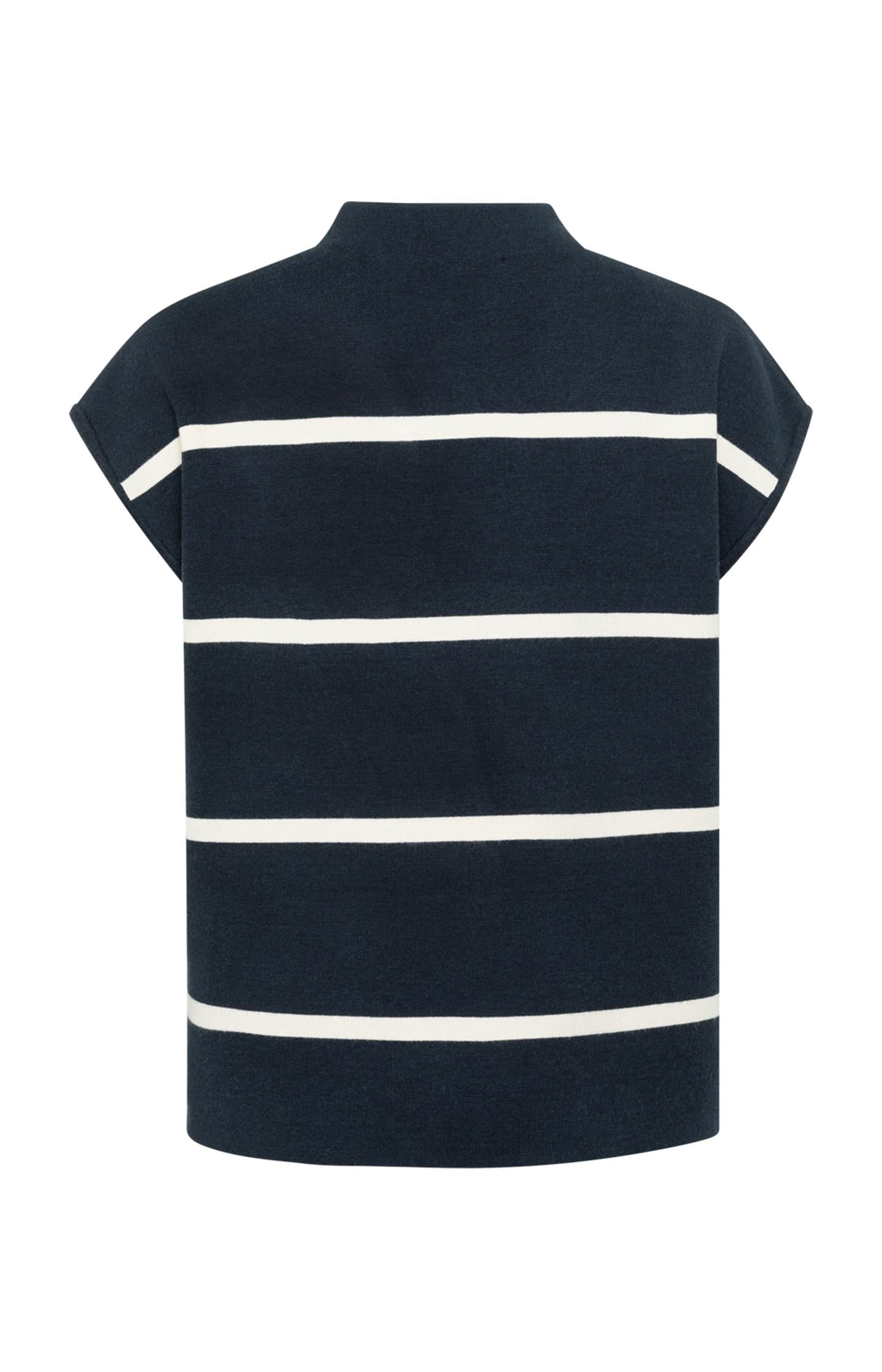 Gestreepte top met kap mouwen - Carbon Dark Blue Dessin