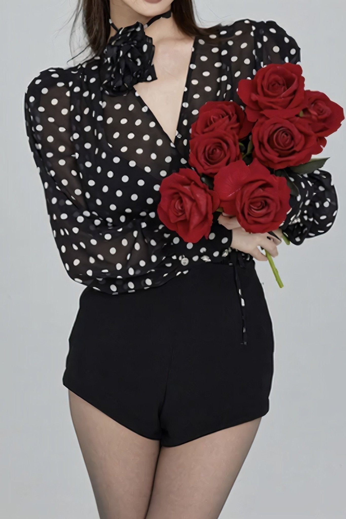 Gilda Polka Dot Long Sleeve Blouse