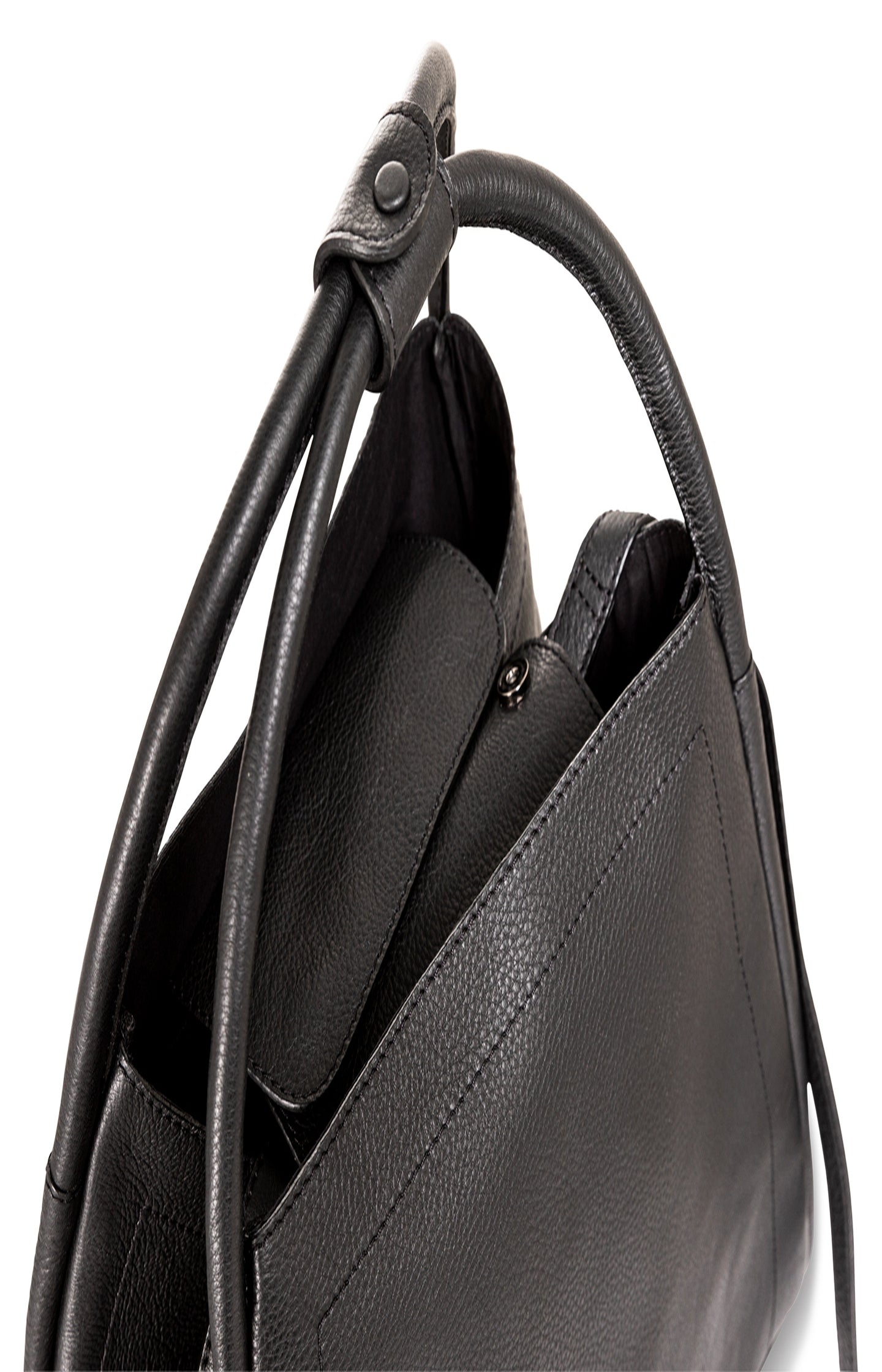 Grote leren shopper - Black