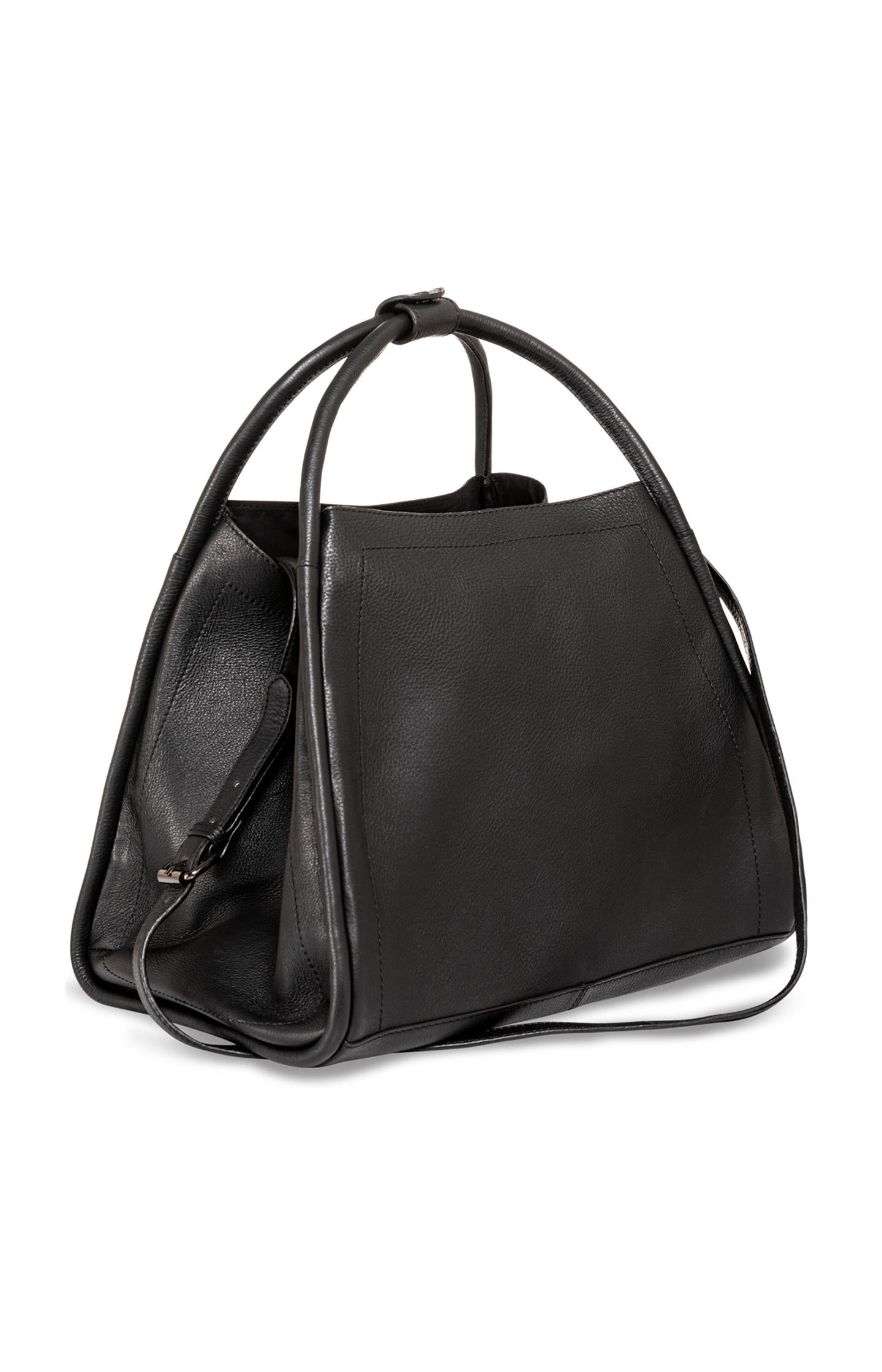 Grote leren shopper - Black