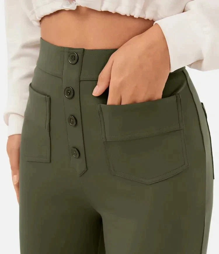 Aubrey™ | Elastic trousers with high waist