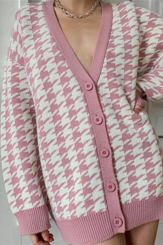 Houndstooth Oversized Cardigan