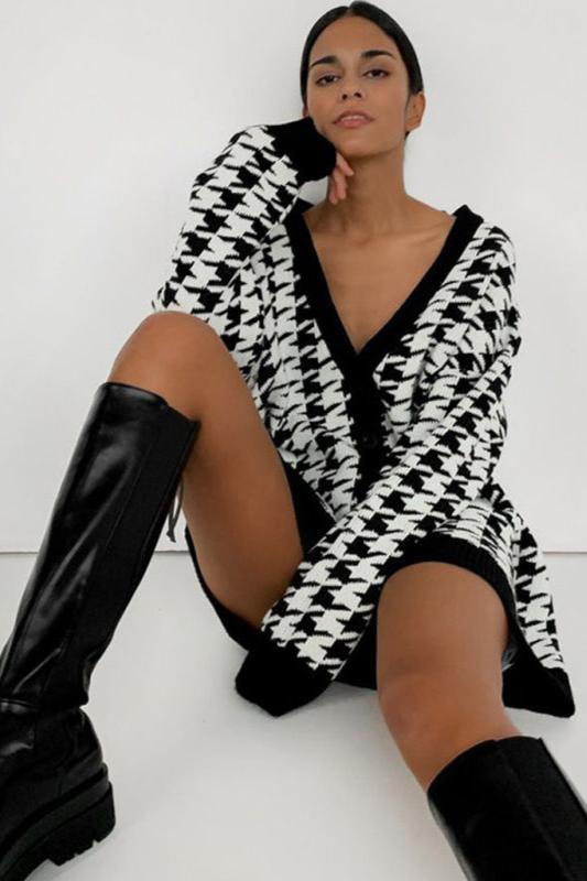 Houndstooth Oversized Cardigan