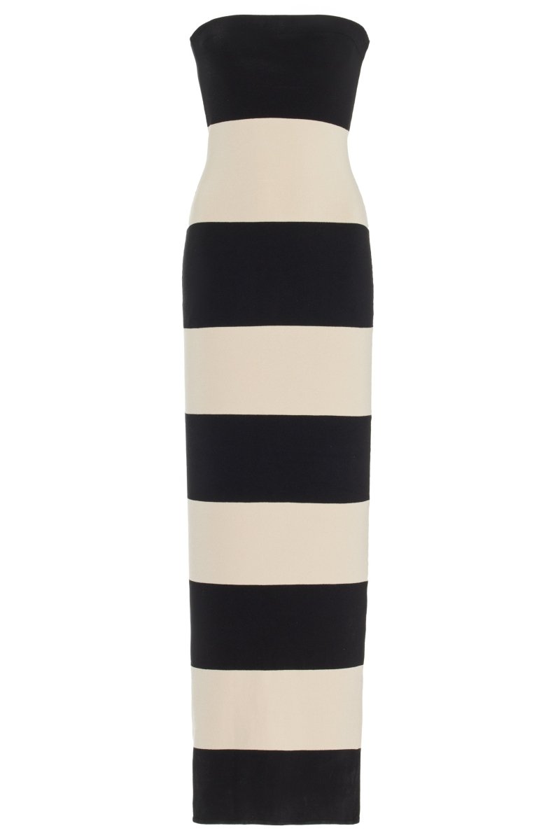 Joanne Strapless Stripes Midi Knit Dress