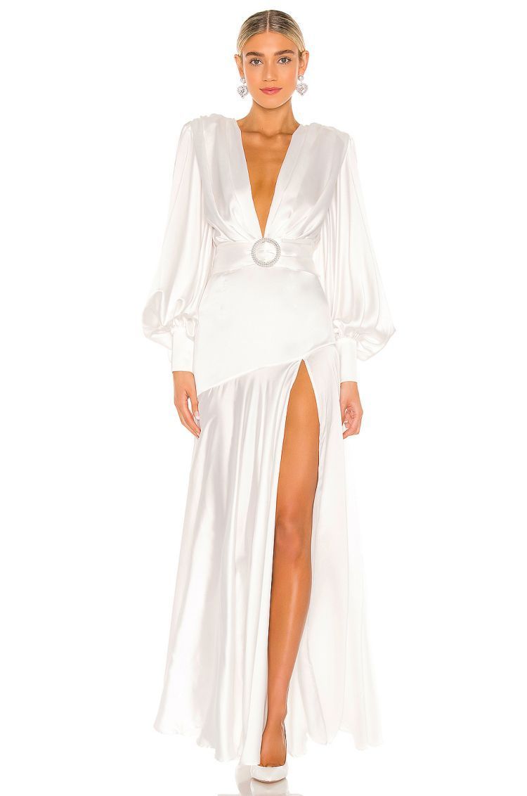 Phoebe V-neck Belted Slit Maxi Dress