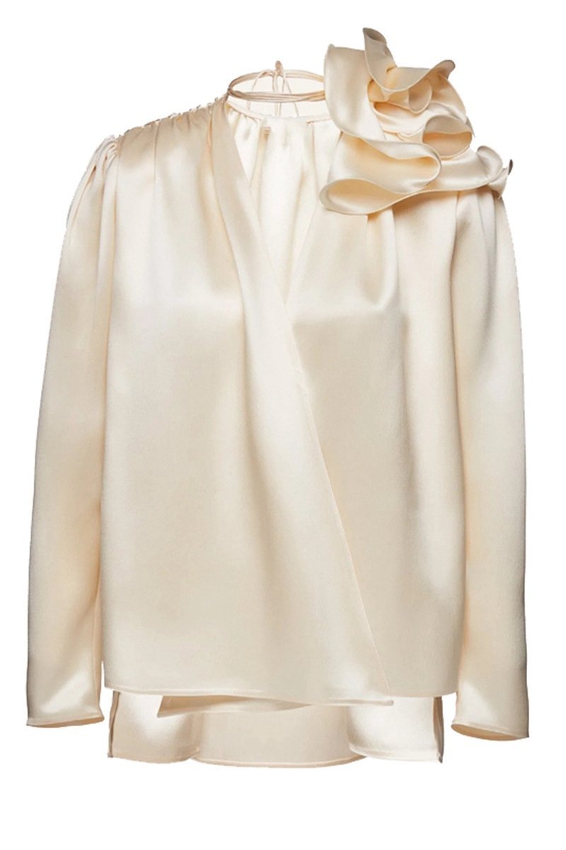 Lorraine Flower Satin Flowy Blouse