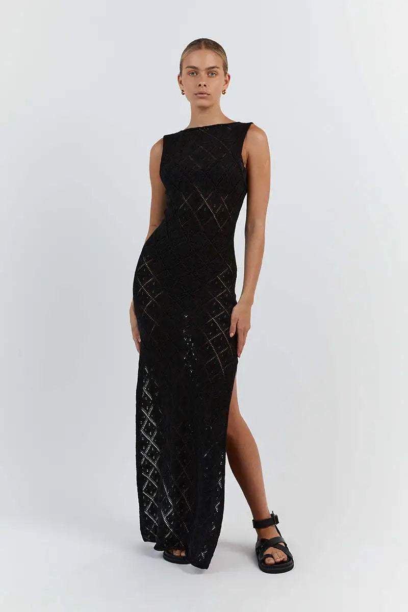 Lynn Knit Slit Maxi Dress