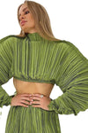 Mabel Plisse Batwing Sleeve Crop Top