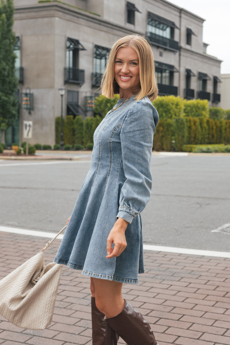 The Cassia Couture Denim Dress – Timeless Elegance in Indigo