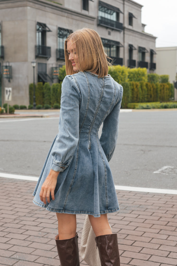 The Cassia Couture Denim Dress – Timeless Elegance in Indigo