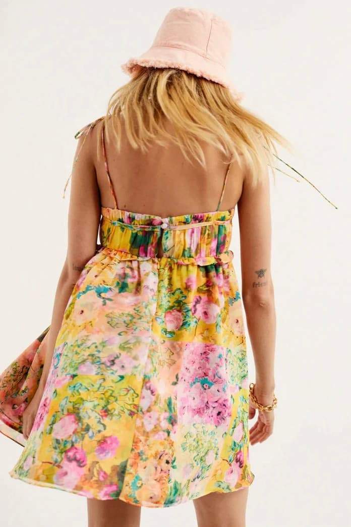 Mona Floral Printed Chiffon Mini Dress