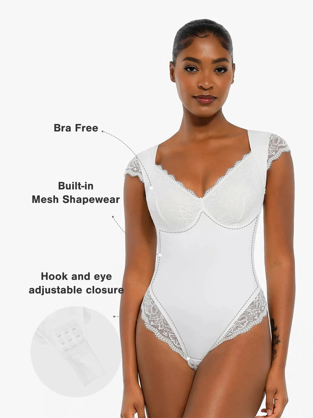 Shapewear Cap Sleeve Slimming Lace Cup Bodysuit