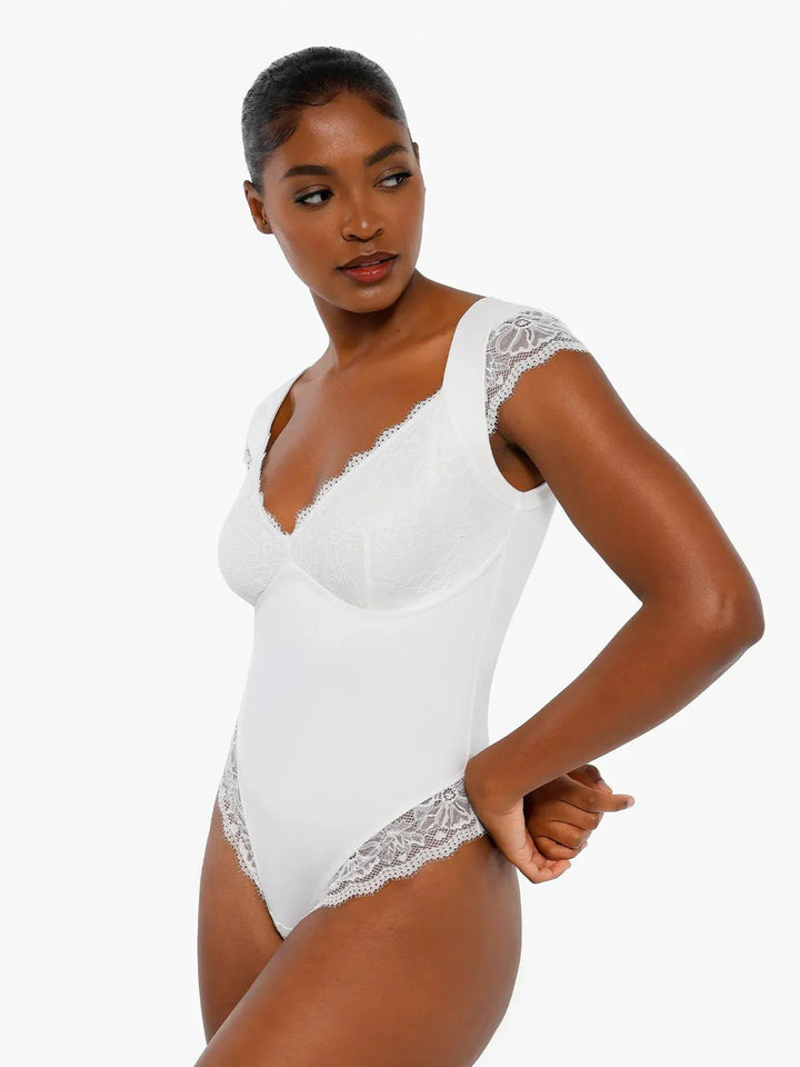 Shapewear Cap Sleeve Slimming Lace Cup Bodysuit