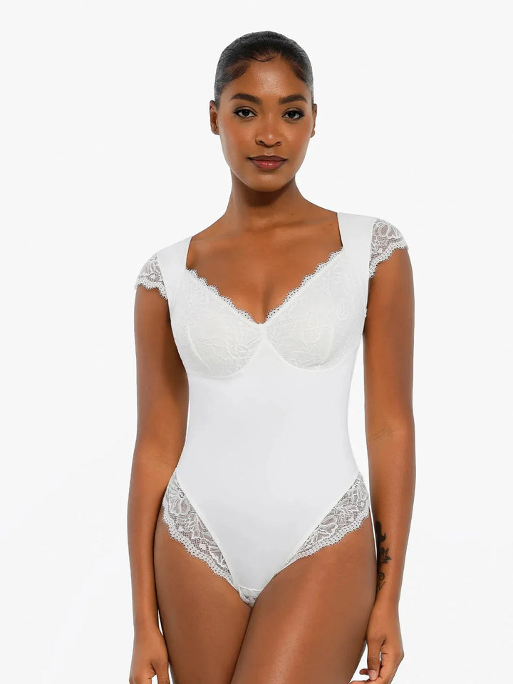 Shapewear Cap Sleeve Slimming Lace Cup Bodysuit