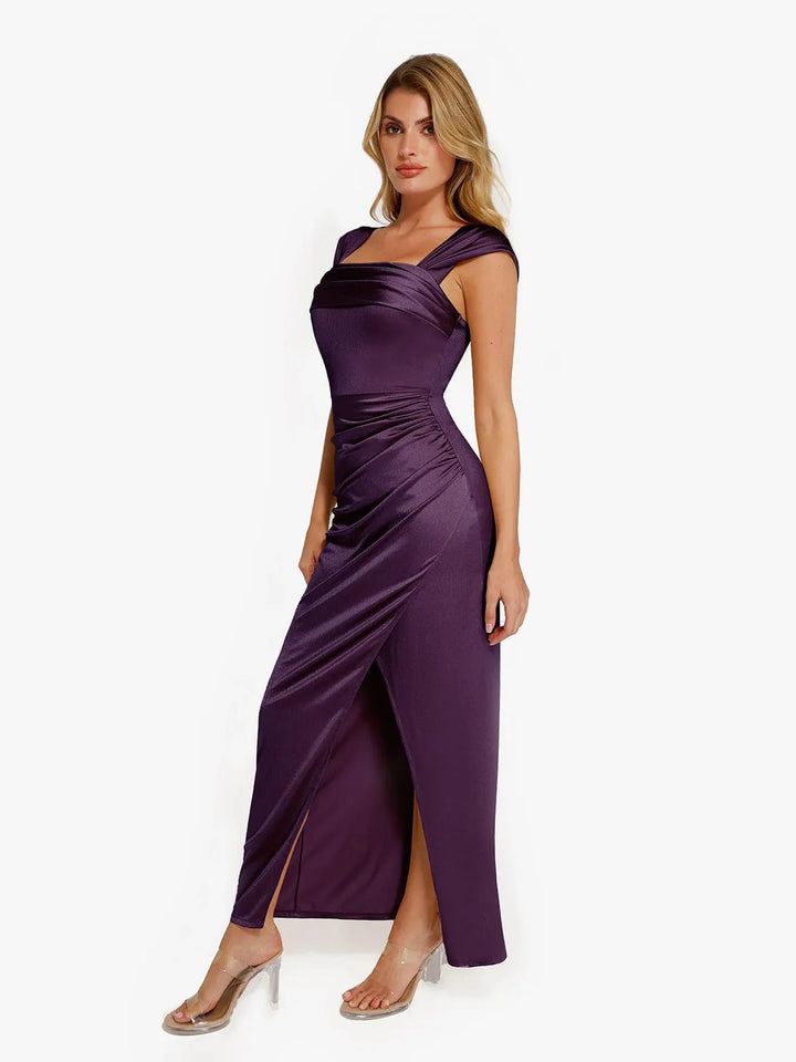 Shapewear Off Shoulder Shine Ruched Sculpting Maxi Dress