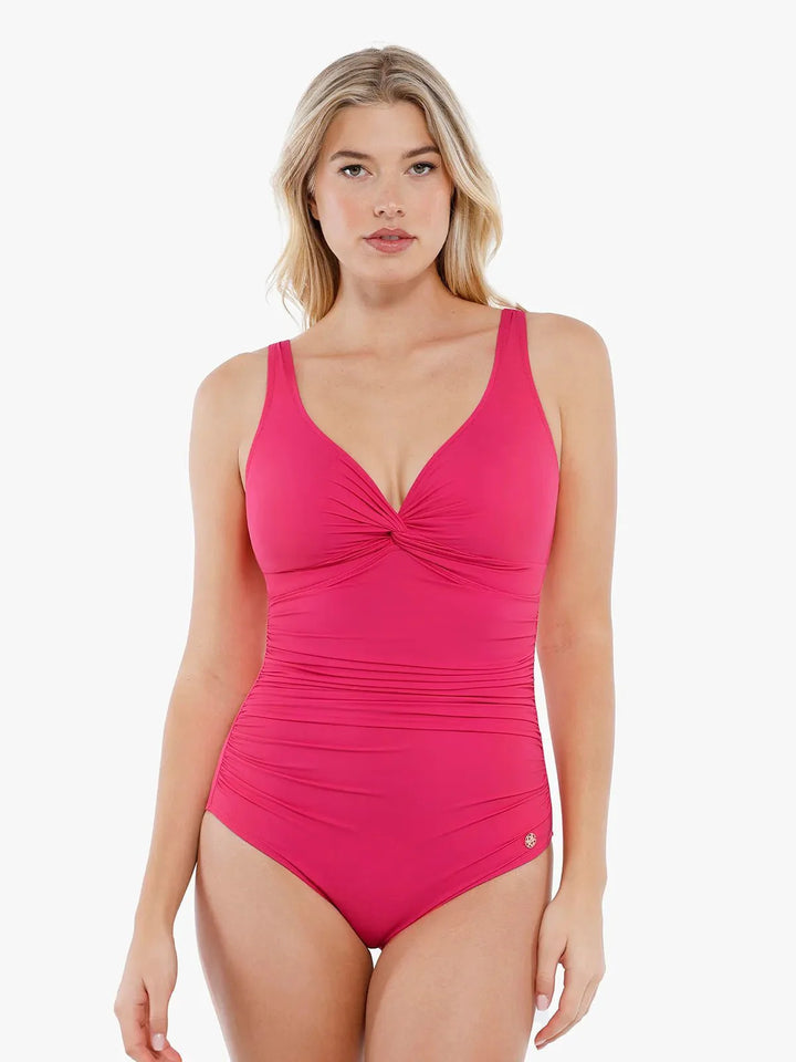 Shapewear Twist Front Ruched Sculpting Swimsuit