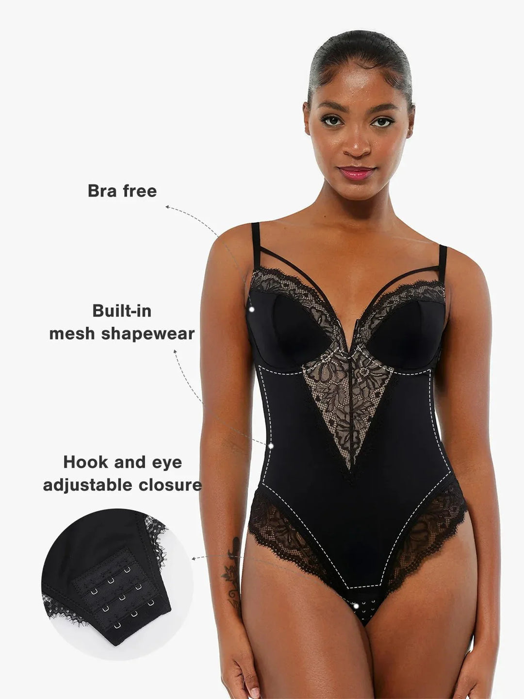 Shapewear Strappy Tummy Control Lace Inset Bodysuit