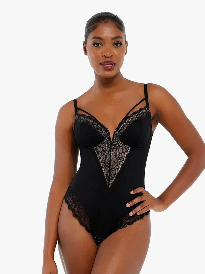 Shapewear Strappy Tummy Control Lace Inset Bodysuit