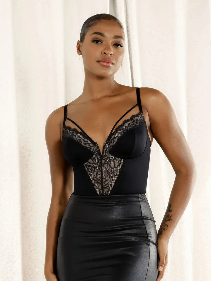 Shapewear Strappy Tummy Control Lace Inset Bodysuit