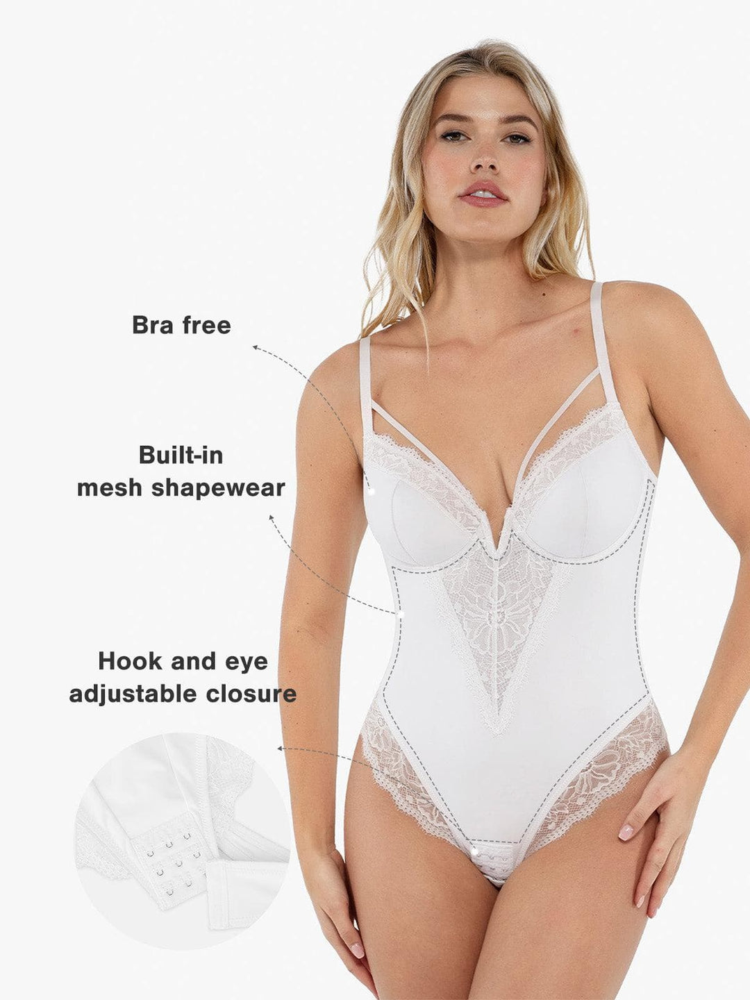 Shapewear Strappy Tummy Control Lace Inset Bodysuit