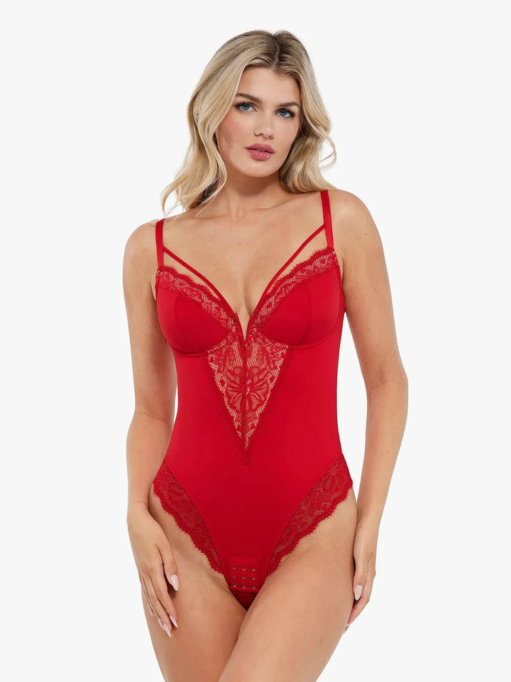 Shapewear Strappy Tummy Control Lace Inset Bodysuit