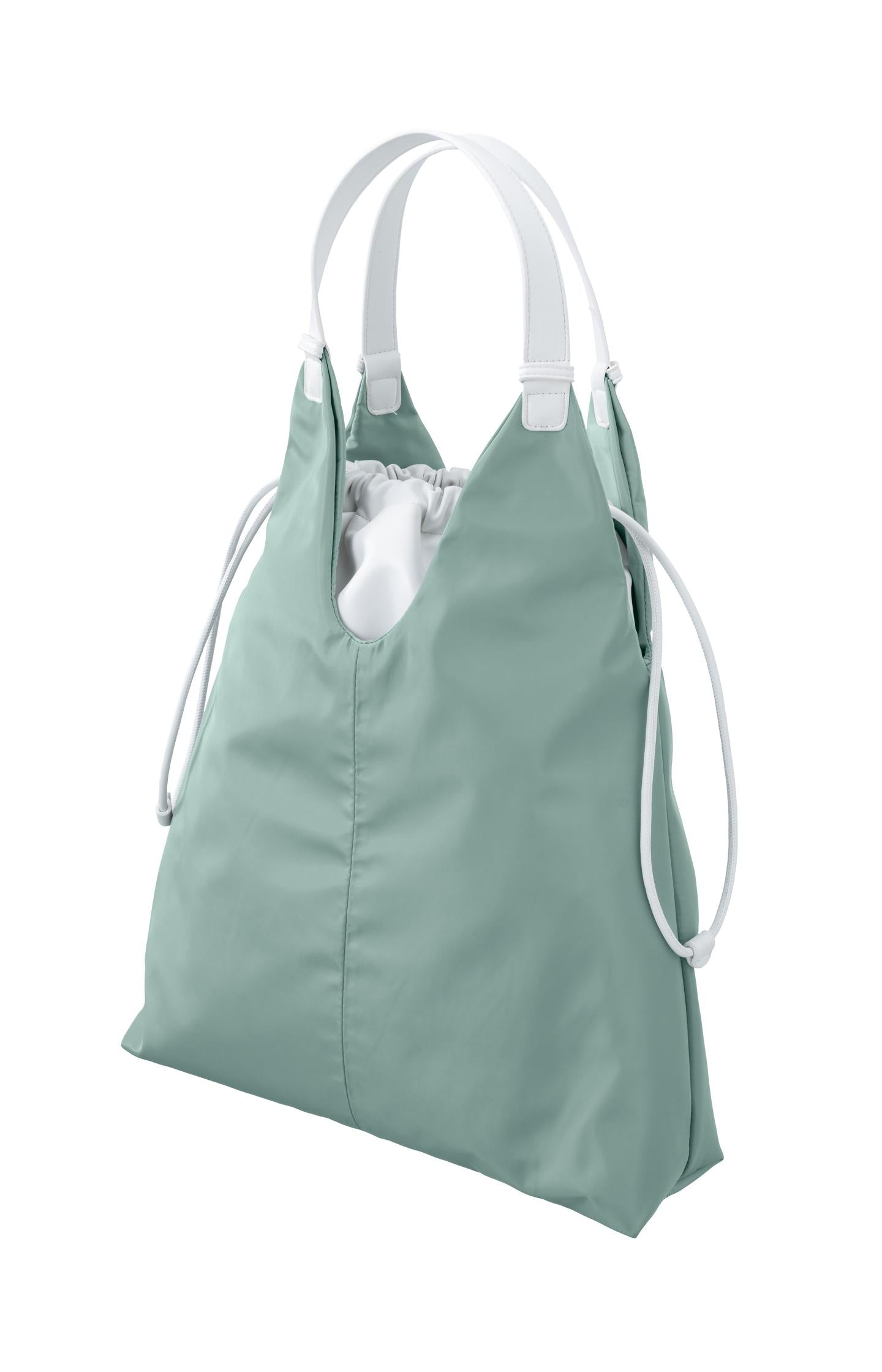 Nylon tas met details van imitatieleer - Harbor Gray Blue